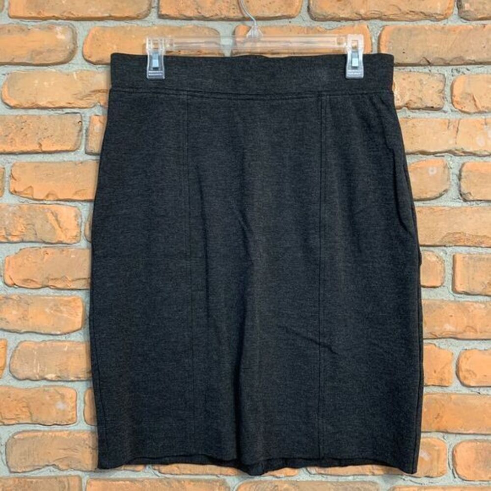 NYDJ Womens 6 Skirt Charcoal Gray Ponte Knit Pencil Skirt Career Office Wear